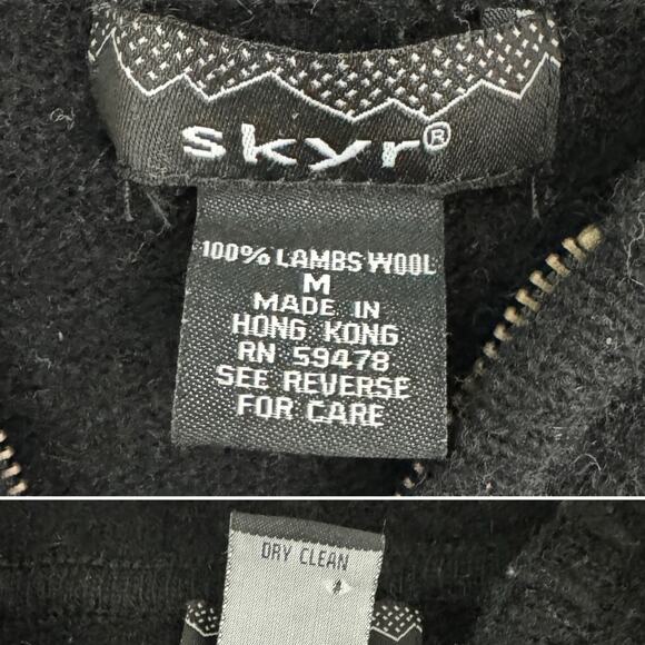 Vintage 90s Skyr 100% wool fair Isle Nordic hooded 1/4 zip sweater size medium M - Picture 4 of 4